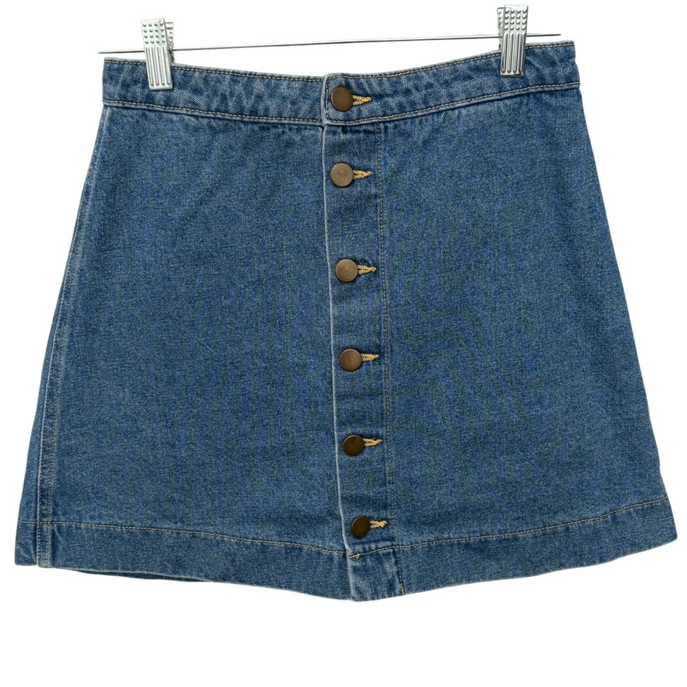 American Apparel Jeans Blue Denim Button Front Mini Skirt Women's Size Small